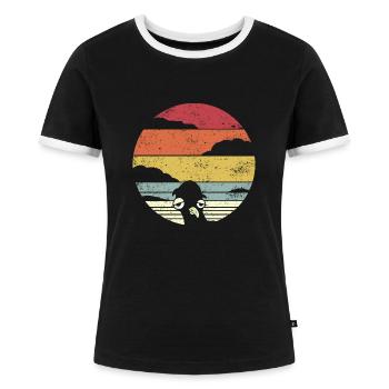 Pinguin Tux - Frauen Kontrast-T-Shirt - Schwarz/Weiß - Vorne - Selfina (174cm)