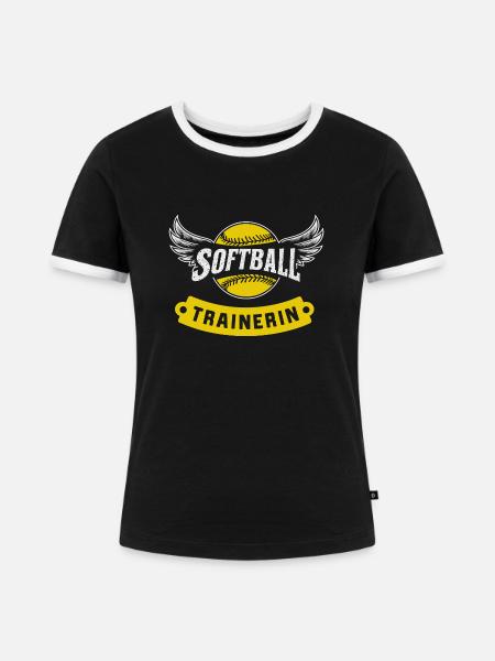 Softball-Trainerin - Frauen Kontrast-T-Shirt - Schwarz/Weiß