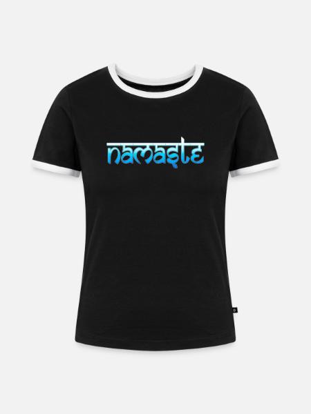 Namaste - blue - Frauen Kontrast-T-Shirt - Schwarz/Weiß