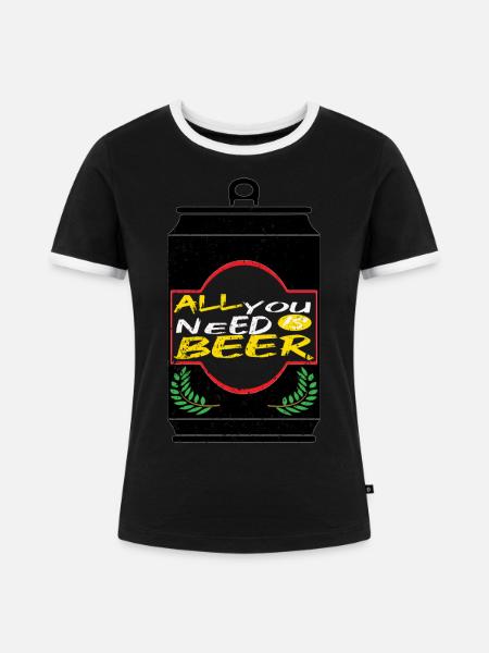 Bier Biertrinker Bierdose Bierflasche - Frauen Kontrast-T-Shirt - Schwarz/Weiß