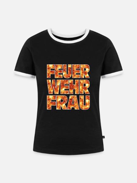 Feuerwehrfrau - Frauen Kontrast-T-Shirt - Schwarz/Weiß