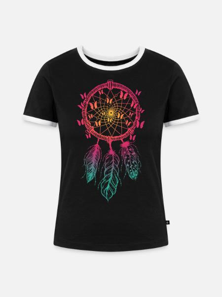 Traumfänger - Frauen Kontrast-T-Shirt - Schwarz/Weiß
