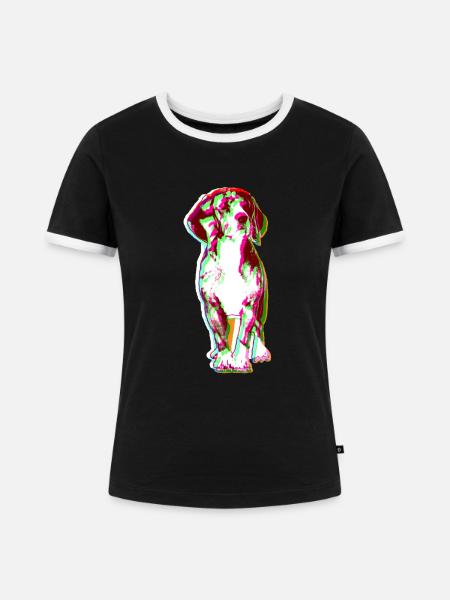 Beagle - Frauen Kontrast-T-Shirt - Schwarz/Weiß