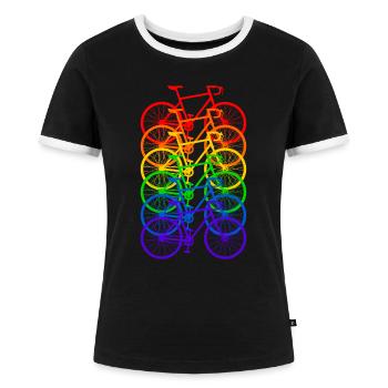 Fahrrad Regenbogen - Frauen Kontrast-T-Shirt - Schwarz/Weiß - Vorne - Selfina (174cm)