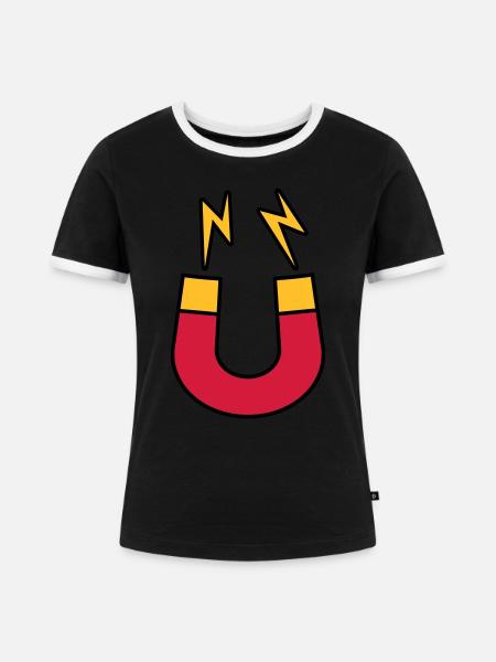 Blitze Magnet Logo lustig - Frauen Kontrast-T-Shirt - Schwarz/Weiß