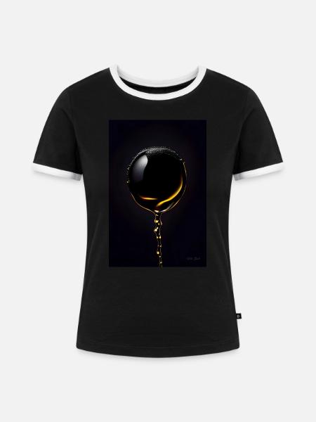 Tropfen gelb 1 - Frauen Kontrast-T-Shirt - Schwarz/Weiß