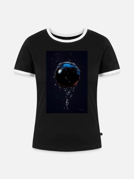 Tropfen plasma 1 - Frauen Kontrast-T-Shirt - Schwarz/Weiß