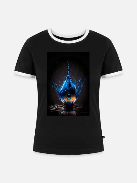 Tropfen blau 4 - Frauen Kontrast-T-Shirt - Schwarz/Weiß