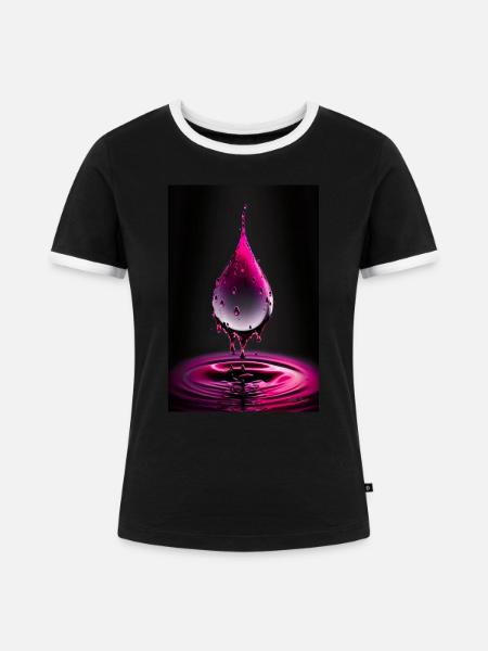 Tropfen magenta 4 - Frauen Kontrast-T-Shirt - Schwarz/Weiß