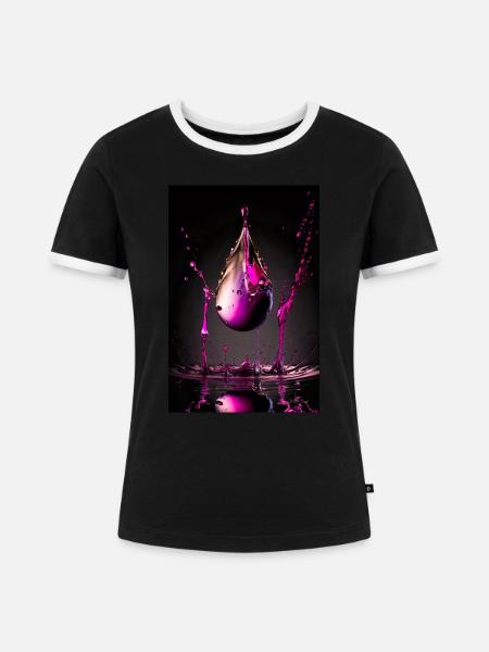 Tropfen magenta 3 - Frauen Kontrast-T-Shirt - Schwarz/Weiß