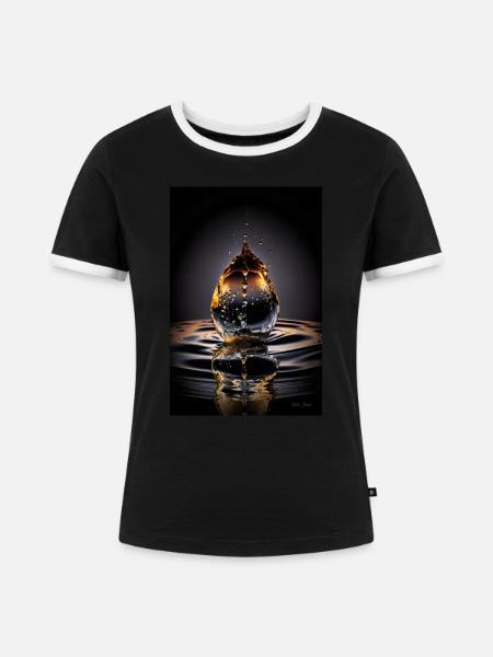 Tropfen magma 2 - Frauen Kontrast-T-Shirt - Schwarz/Weiß