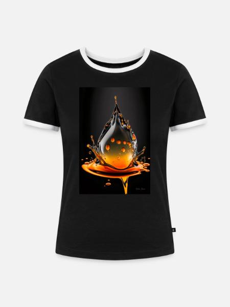 Tropfen orange 2 - Frauen Kontrast-T-Shirt - Schwarz/Weiß
