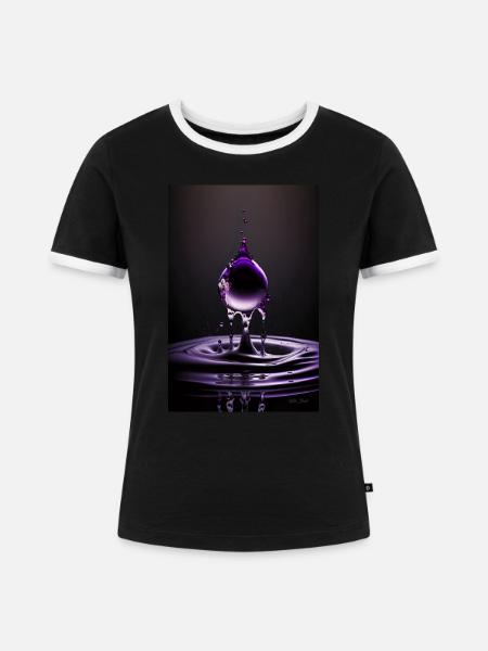 Tropfen lila 3 - Frauen Kontrast-T-Shirt - Schwarz/Weiß
