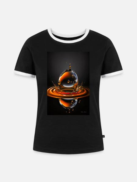 Tropfen orange 3 - Frauen Kontrast-T-Shirt - Schwarz/Weiß