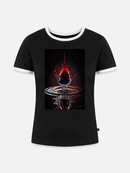 Tropfen rot 3 - Frauen Kontrast-T-Shirt - Schwarz/Weiß