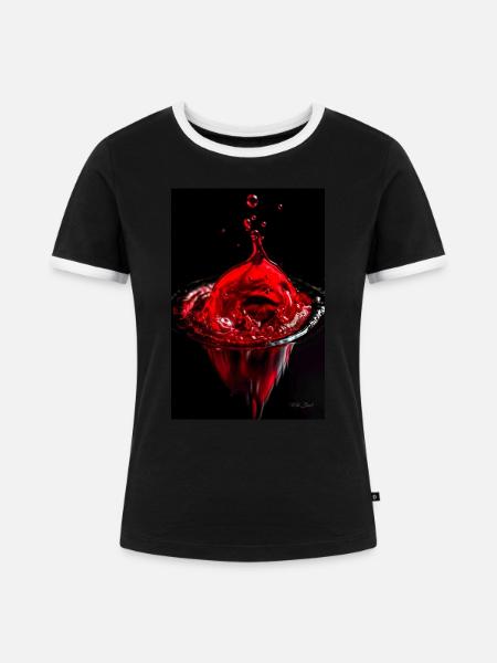 Tropfen rot 6 - Frauen Kontrast-T-Shirt - Schwarz/Weiß