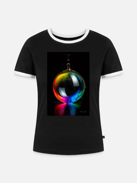 Tropfen regenbogen 5 - Frauen Kontrast-T-Shirt - Schwarz/Weiß