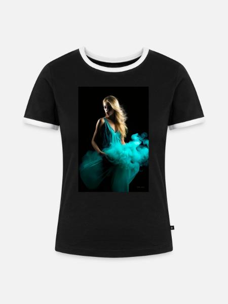 Cyan Schönheit 4 - Frauen Kontrast-T-Shirt - Schwarz/Weiß
