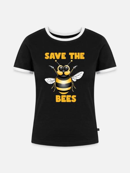 Save the Bees - Frauen Kontrast-T-Shirt - Schwarz/Weiß