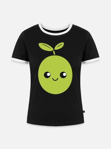 Olive - Frauen Kontrast-T-Shirt - Schwarz/Weiß