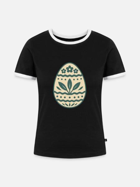 Osterei für das Osterfest - Frauen Kontrast-T-Shirt - Schwarz/Weiß
