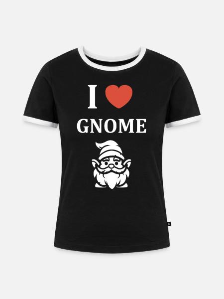 Ich liebe Gnome - Frauen Kontrast-T-Shirt - Schwarz/Weiß
