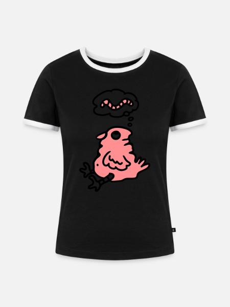 Vogel Hunger - Frauen Kontrast-T-Shirt - Schwarz/Weiß