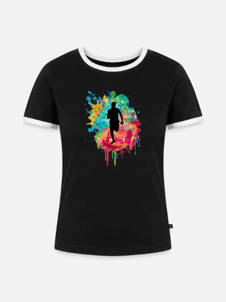 Jogging und Laufen - Frauen Kontrast-T-Shirt - Schwarz/Weiß