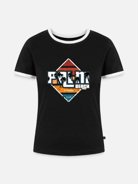 Palm Beach - Frauen Kontrast-T-Shirt - Schwarz/Weiß