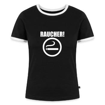 Raucher - Frauen Kontrast-T-Shirt - Schwarz/Weiß - Vorne - Selfina (174cm)