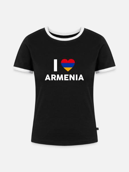 Armenien - Frauen Kontrast-T-Shirt - Schwarz/Weiß