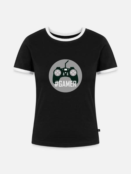Gamer - Frauen Kontrast-T-Shirt - Schwarz/Weiß