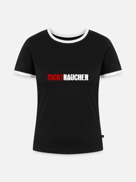 Nichtraucher - Frauen Kontrast-T-Shirt - Schwarz/Weiß
