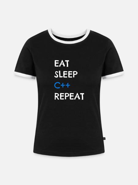 C++ - Frauen Kontrast-T-Shirt - Schwarz/Weiß
