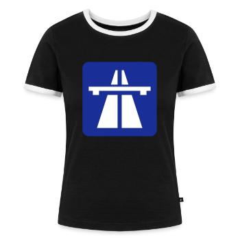 Autobahn - Frauen Kontrast-T-Shirt - Schwarz/Weiß - Vorne - Selfina (174cm)