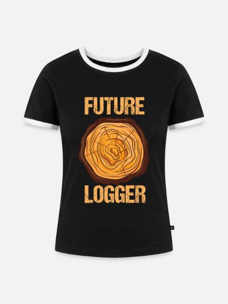 Future Logger Waldarbeiter Design - Frauen Kontrast-T-Shirt - Schwarz/Weiß