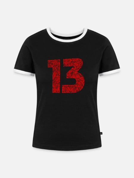 13 - Frauen Kontrast-T-Shirt - Schwarz/Weiß