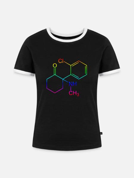Ketamin Strukturformel - Frauen Kontrast-T-Shirt - Schwarz/Weiß
