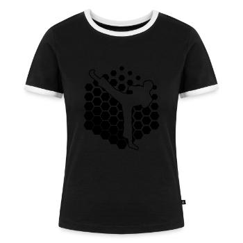Kickboxer Herren Kickboxing Kickbox Kickboxen - Frauen Kontrast-T-Shirt - Schwarz/Weiß - Vorne - Selfina (174cm)
