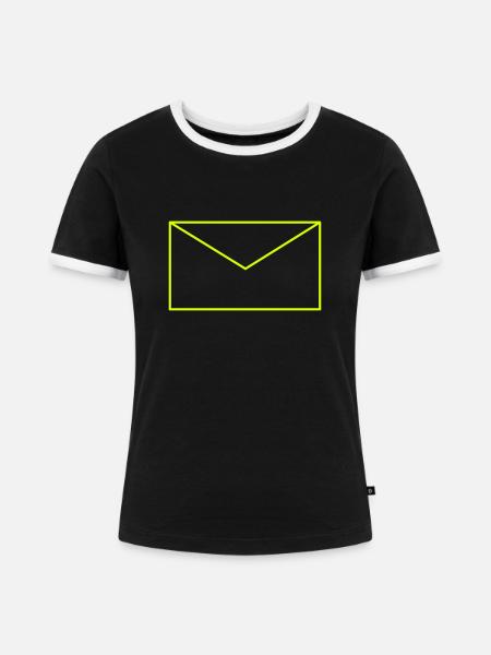 Brief Umschlag Vektor - Frauen Kontrast-T-Shirt - Schwarz/Weiß