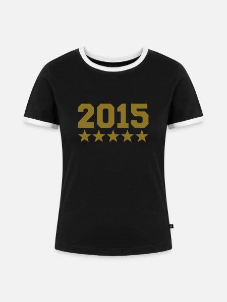 2015 - Frauen Kontrast-T-Shirt - Schwarz/Weiß