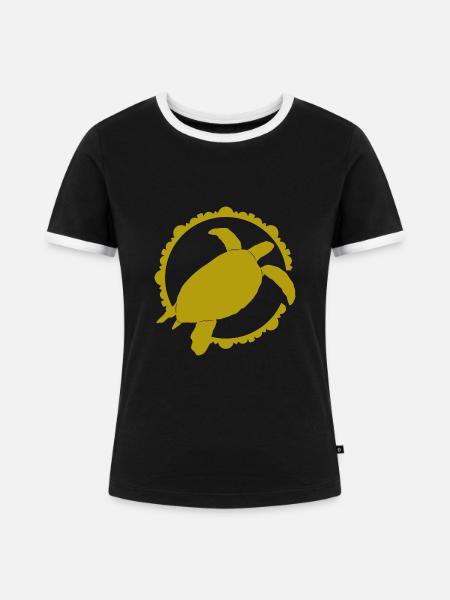 Schildkröte / Kriechtier - Reptilie - Frauen Kontrast-T-Shirt - Schwarz/Weiß