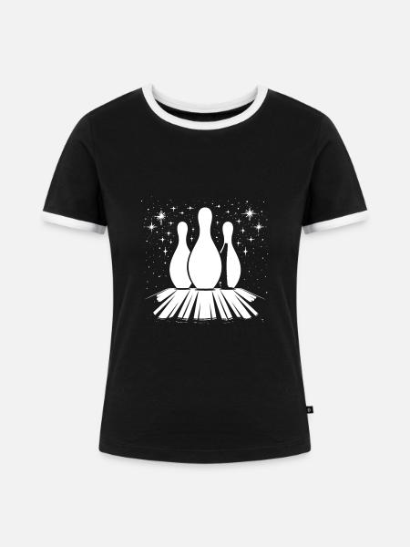 Bowling Pins - Frauen Kontrast-T-Shirt - Schwarz/Weiß