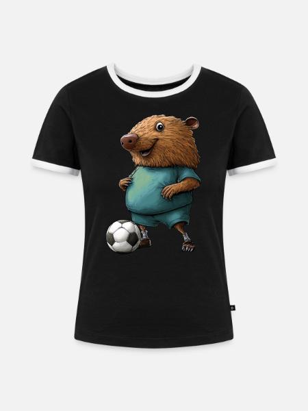 Fussball Maulwürfe - Frauen Kontrast-T-Shirt - Schwarz/Weiß