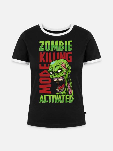 Zombie Zombies Horror - Frauen Kontrast-T-Shirt - Schwarz/Weiß