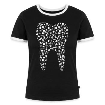 Zahn Zahnarzt Kieferorthopädie Zahnarzthelferin - Frauen Kontrast-T-Shirt - Schwarz/Weiß - Vorne - Selfina (174cm)