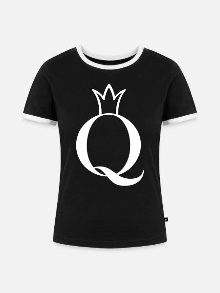 Queen Signet mit Krone - Frauen Kontrast-T-Shirt - Schwarz/Weiß