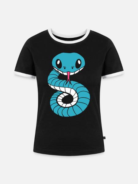 Kobra - Frauen Kontrast-T-Shirt - Schwarz/Weiß