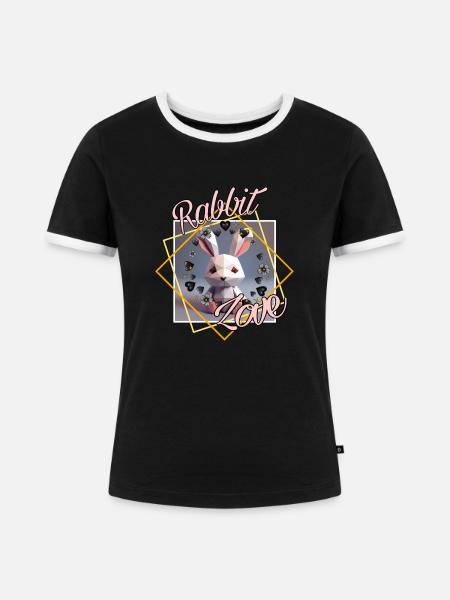 Rabbit Love - Frauen Kontrast-T-Shirt - Schwarz/Weiß