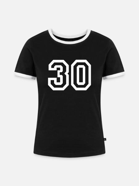 30 Collegestyle - Frauen Kontrast-T-Shirt - Schwarz/Weiß